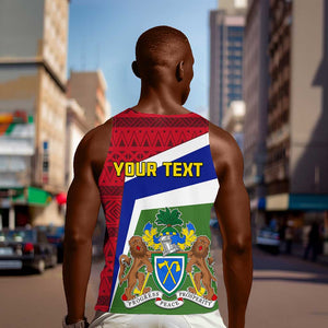 Gambia Independence Day Men Tank Top with Coat of Arms and African Pattern