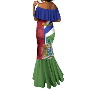 Gambia Independence Day Mermaid Dress with Coat of Arms and African Pattern