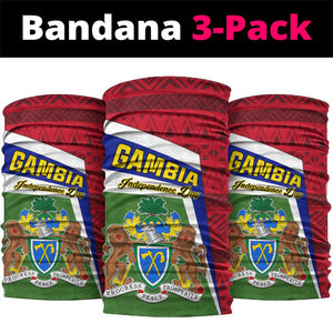 Gambia Independence Day Neck Gaiter Coat of Arms and African Pattern LT01