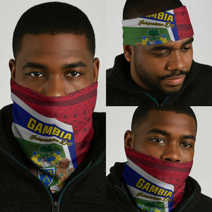 Gambia Independence Day Neck Gaiter Coat of Arms and African Pattern LT01