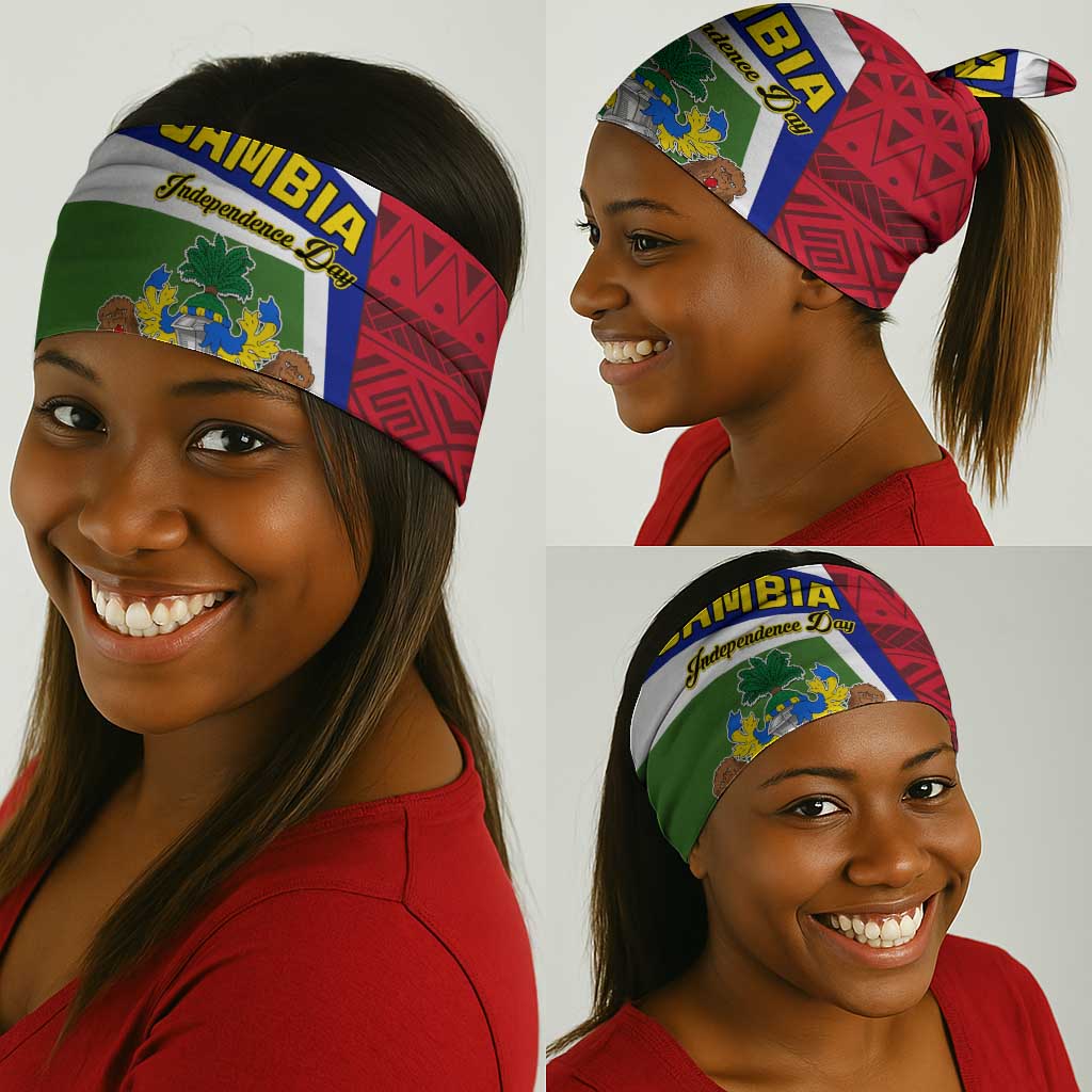 Gambia Independence Day Neck Gaiter Coat of Arms and African Pattern LT01