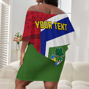 Gambia Independence Day Off Shoulder Short Dress with Coat of Arms and African Pattern LT01