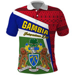 Gambia Independence Day Polo Shirt with Coat of Arms and African Pattern