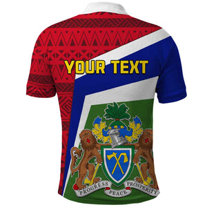 Gambia Independence Day Polo Shirt with Coat of Arms and African Pattern