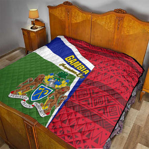 Gambia Independence Day Quilt with Coat of Arms and African Pattern