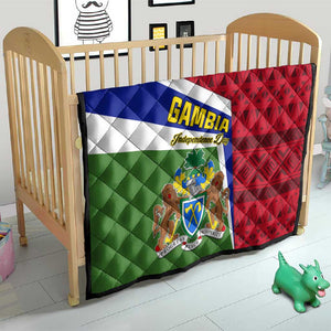 Gambia Independence Day Quilt with Coat of Arms and African Pattern