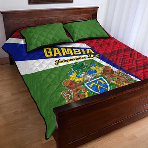 Gambia Independence Day Quilt Bed Set with Coat of Arms and African Pattern