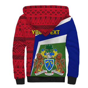 Gambia Independence Day Sherpa Hoodie with Coat of Arms and African Pattern