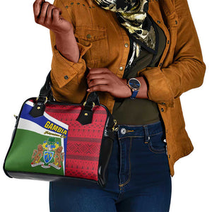 Gambia Independence Day Shoulder Handbag with Coat of Arms and African Pattern