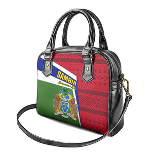 Gambia Independence Day Shoulder Handbag with Coat of Arms and African Pattern