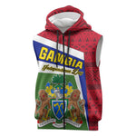 Gambia Independence Day Sleeveless Zip Hoodie with Coat of Arms and African Pattern - African Pride