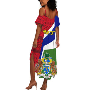 Gambia Independence Day Summer Maxi Dress with Coat of Arms and African Pattern