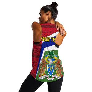 Gambia Independence Day Women Racerback Tank with Coat of Arms and African Pattern