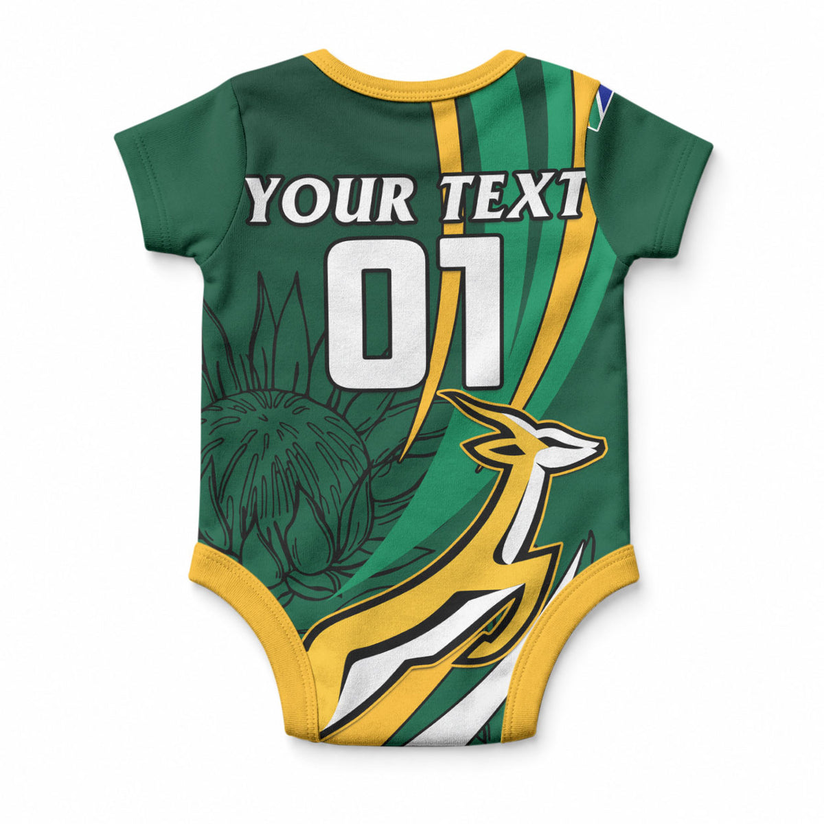 Custom Rugby South Africa Baby Onesie Springbok Go Champions