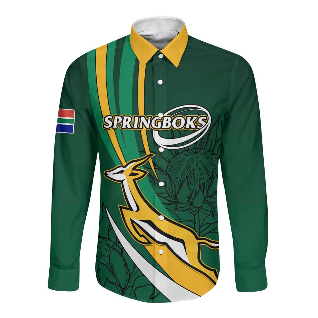 Personalized South Africa Rugby Long Sleeve Button Shirt - Springboks Go Champions, World Cup