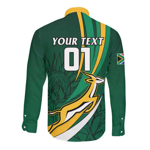 Personalized South Africa Rugby Long Sleeve Button Shirt - Springboks Go Champions, World Cup