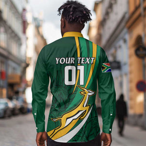 Personalized South Africa Rugby Long Sleeve Button Shirt - Springboks Go Champions, World Cup