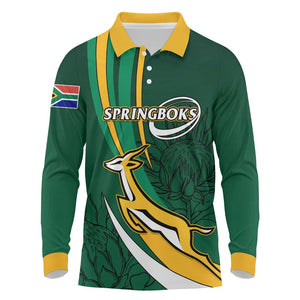 Personalized South Africa Rugby Long Sleeve Polo Shirt - Springboks Go Champions, World Cup