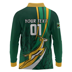 Personalized South Africa Rugby Long Sleeve Polo Shirt - Springboks Go Champions, World Cup