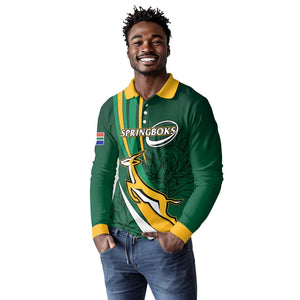 Personalized South Africa Rugby Long Sleeve Polo Shirt - Springboks Go Champions, World Cup