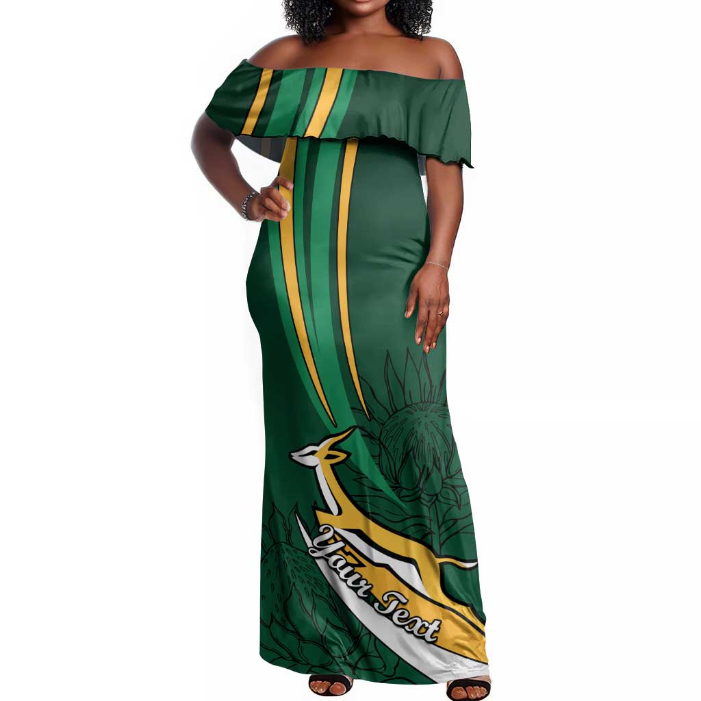 Personalized South Africa Rugby Off Shoulder Maxi Dress - Springboks Go Champions, World Cup