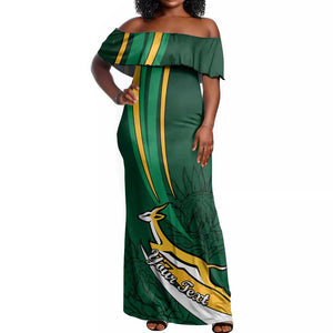 Personalized South Africa Rugby Off Shoulder Maxi Dress - Springboks Go Champions, World Cup