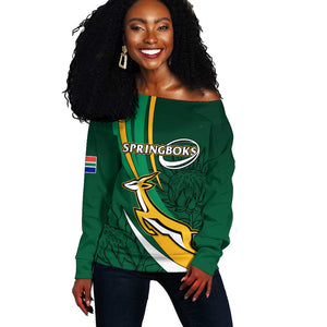 Personalized South Africa Rugby Off Shoulder Sweater - Springboks Go Champions, World Cup