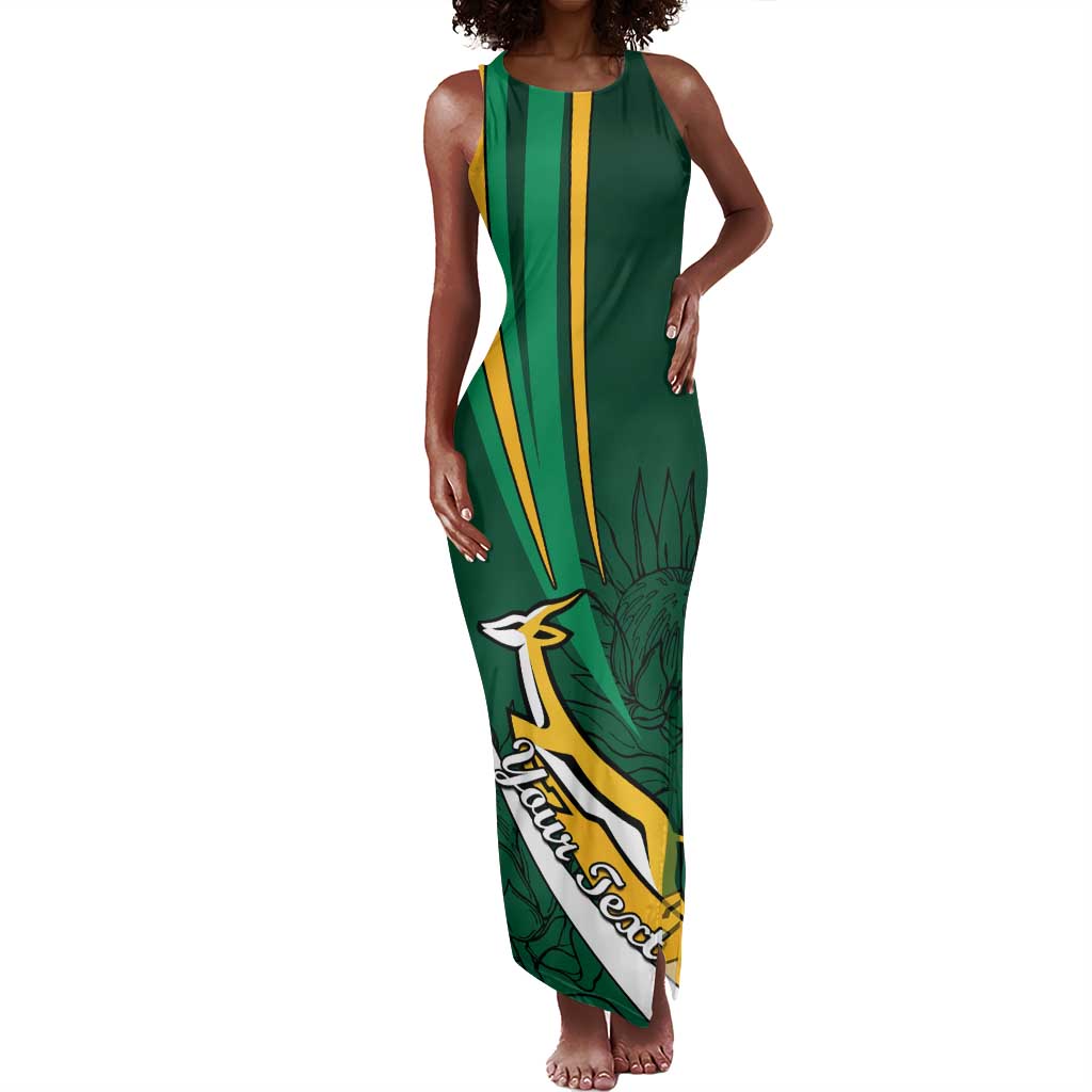 Personalized South Africa Rugby Tank Maxi Dress - Springboks Go Champions, World Cup