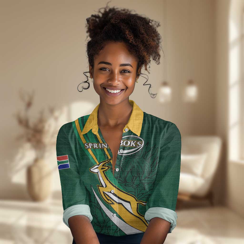 Personalized South Africa Rugby Women Casual Shirt - Springboks Go Champions, World Cup