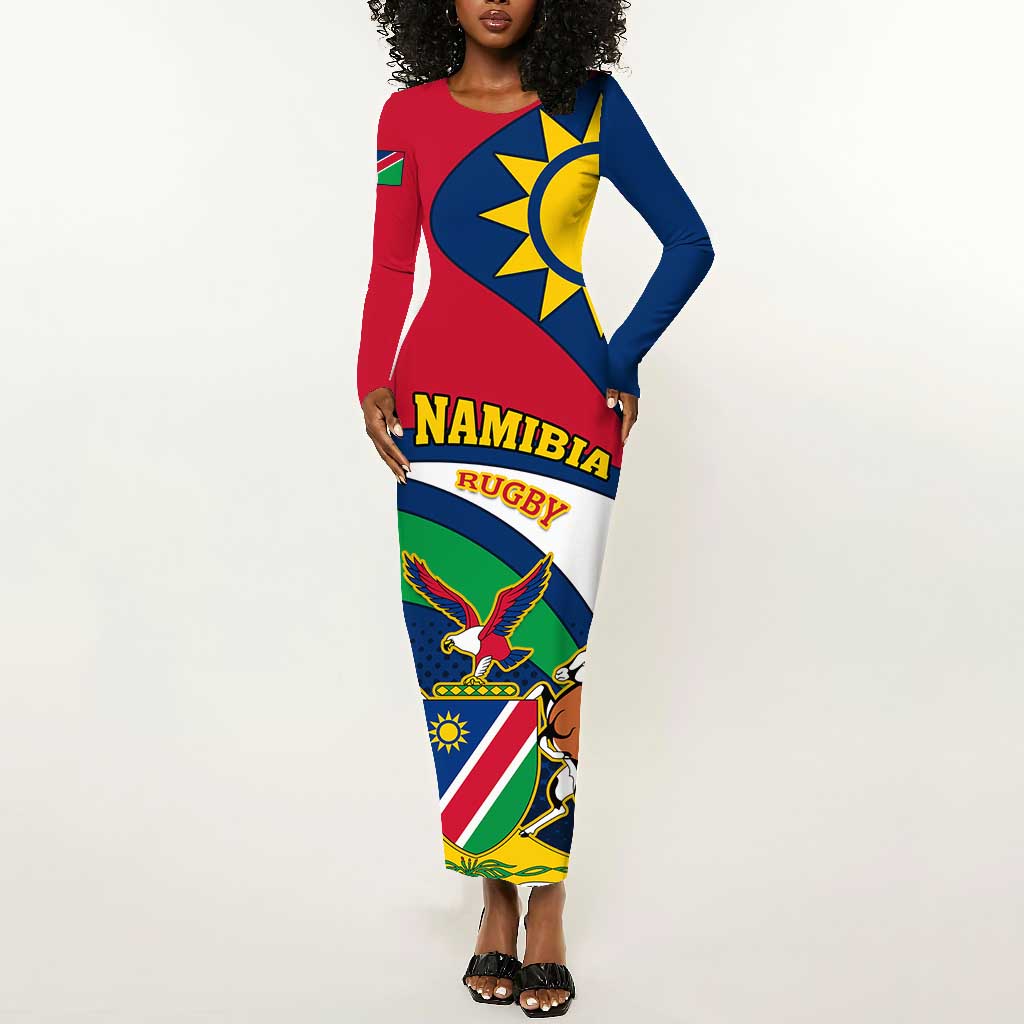 Namibia Rugby Long Sleeve Bodycon Dress - Welwitschias Go World Cup