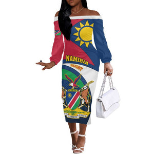 Namibia Rugby Off The Shoulder Long Sleeve Dress - Welwitschias Go World Cup