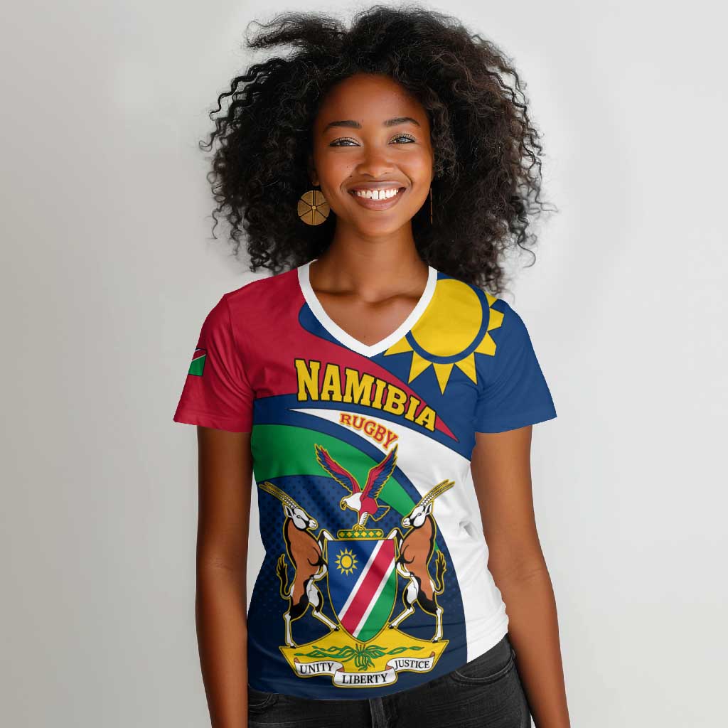 Namibia Rugby Women V-Neck T-Shirt - Welwitschias Go World Cup