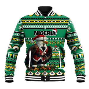 Nigeria Christmas Baseball Jacket Eagle Santa - African Pattern