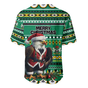 Nigeria Christmas Baseball Jersey Eagle Santa - African Pattern