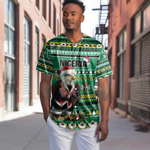 Nigeria Christmas Baseball Jersey Eagle Santa - African Pattern