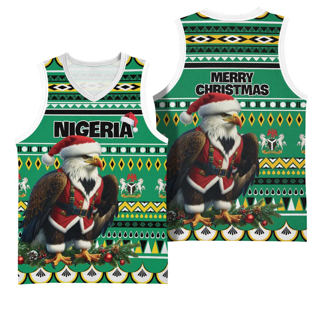 Nigeria Christmas Basketball Jersey Eagle Santa - African Pattern LT01