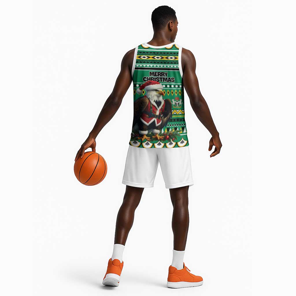 Nigeria Christmas Basketball Jersey Eagle Santa - African Pattern LT01