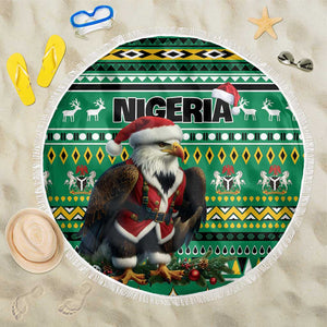 Nigeria Christmas Beach Blanket Eagle Santa - African Pattern