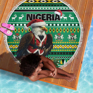 Nigeria Christmas Beach Blanket Eagle Santa - African Pattern