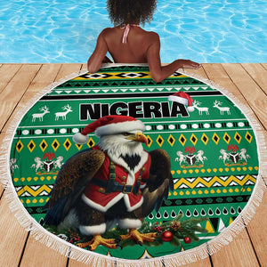 Nigeria Christmas Beach Blanket Eagle Santa - African Pattern