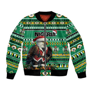 Nigeria Christmas Bomber Jacket Eagle Santa - African Pattern