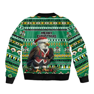 Nigeria Christmas Bomber Jacket Eagle Santa - African Pattern