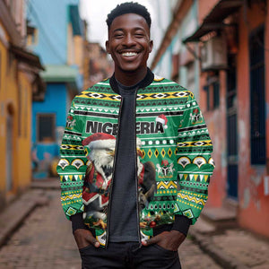 Nigeria Christmas Bomber Jacket Eagle Santa - African Pattern