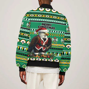 Nigeria Christmas Bomber Jacket Eagle Santa - African Pattern