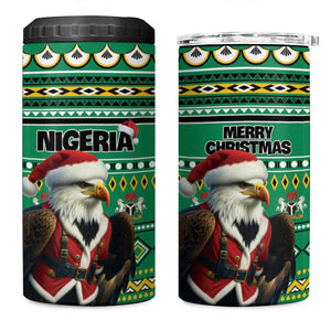 Nigeria Christmas 4 in 1 Can Cooler Tumbler Eagle Santa - African Pattern