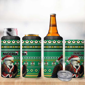 Nigeria Christmas 4 in 1 Can Cooler Tumbler Eagle Santa - African Pattern