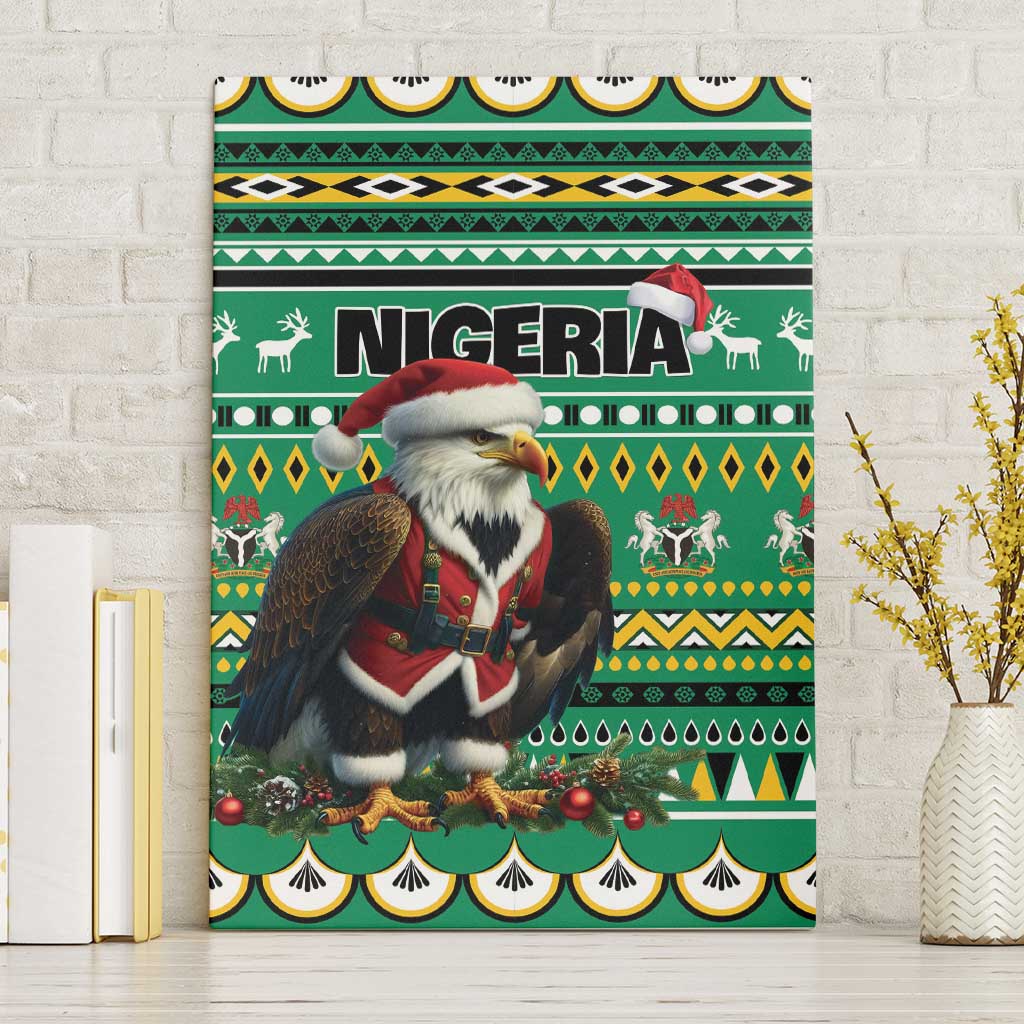 Nigeria Christmas Canvas Wall Art Eagle Santa - African Pattern