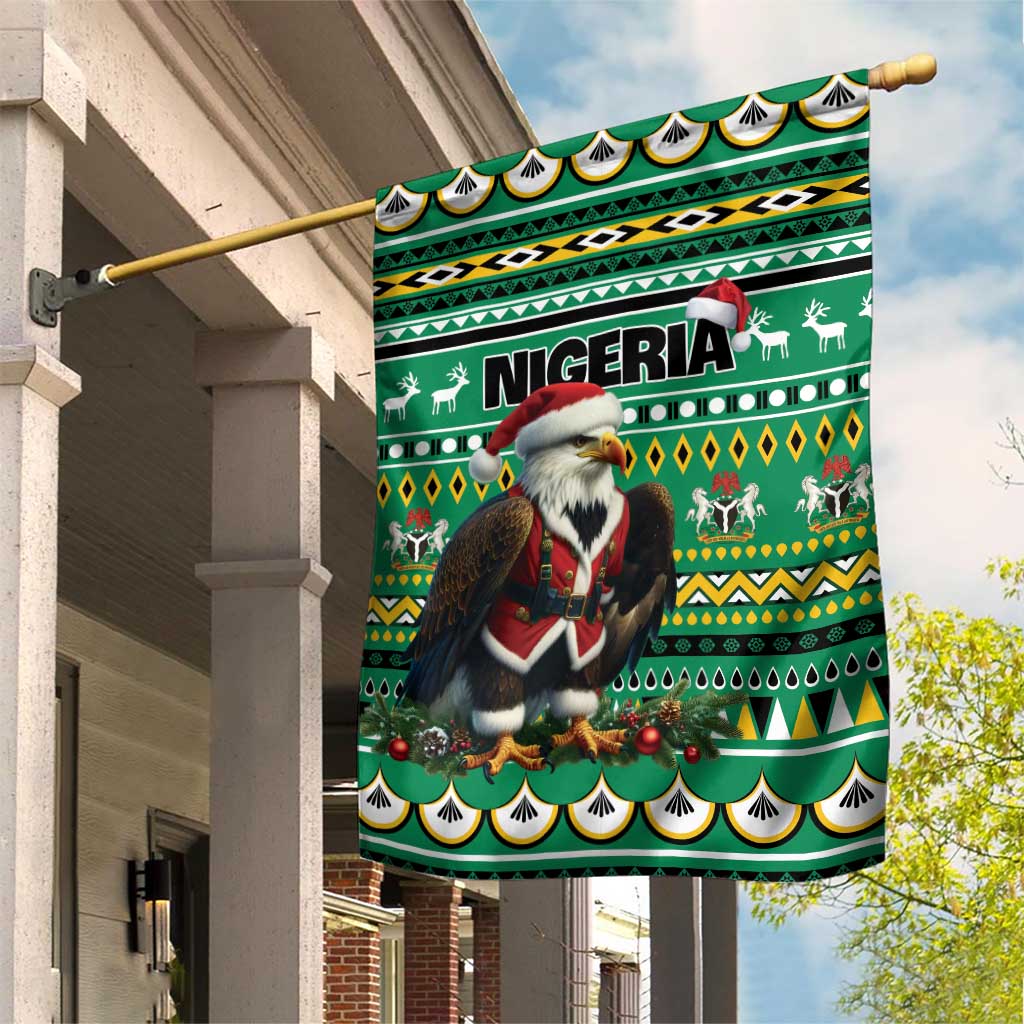 Nigeria Christmas Garden Flag Eagle Santa - African Pattern