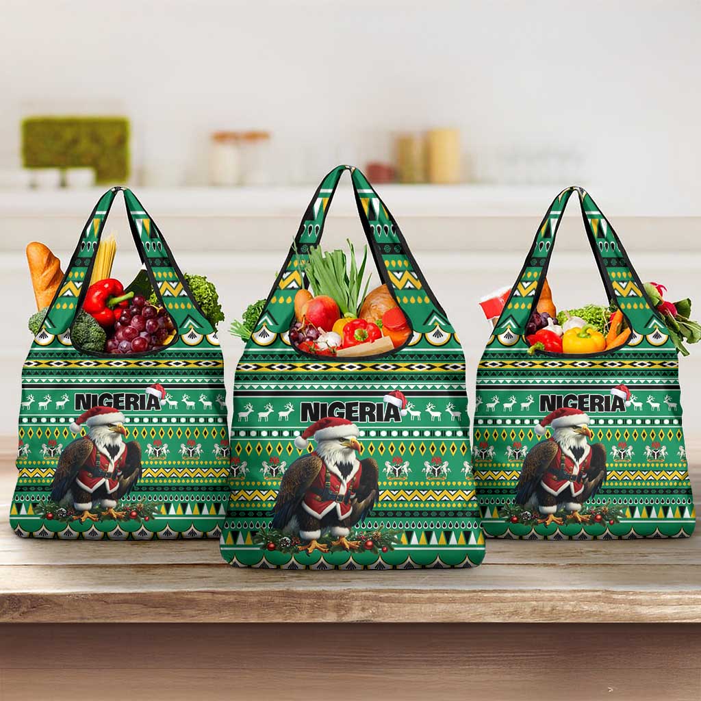 Nigeria Christmas Grocery Bag Eagle Santa - African Pattern