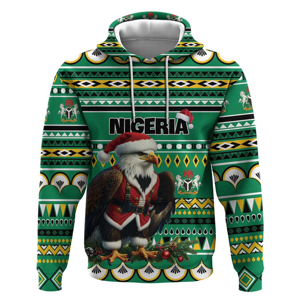 Nigeria Christmas Hoodie Eagle Santa - African Pattern